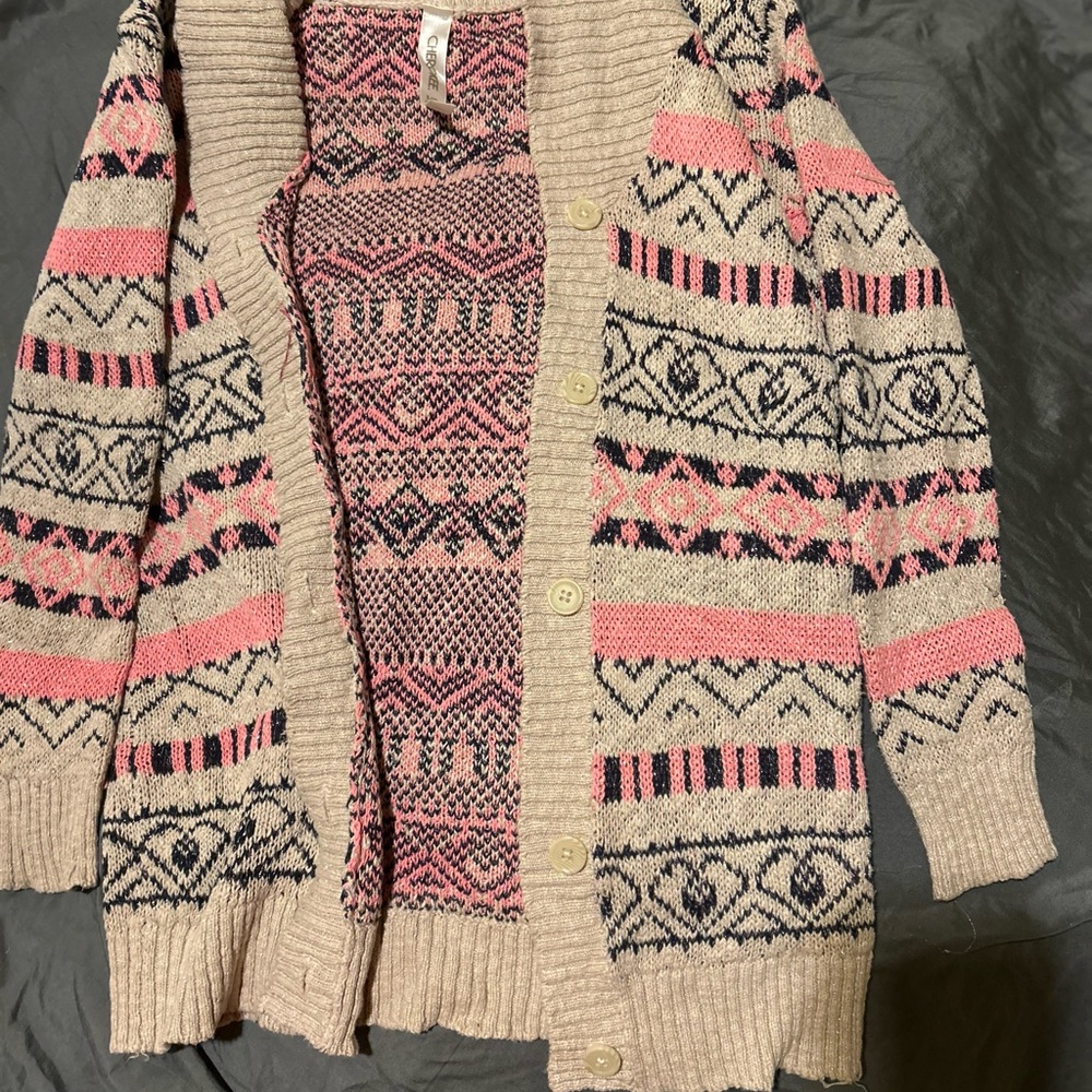 Cherokee Pink and Black Patterned Women's Sweater